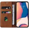 Oppo A16 / A16s / A54s / A56 5G, Oldalra nyíló tok, stand, kártyatartóval, kézpánttal, Wooze Business Plus, barna