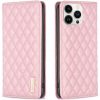 Huawei Nova Y61, Oldalra nyíló tok, stand, kártyatartóval, 3D rombusz minta, Wooze Pillow, rózsaszín