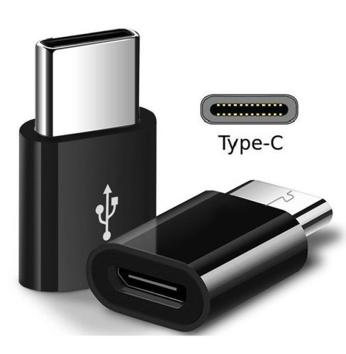 Adapter, USB Type-C - microUSB átalakító, Forever, fekete