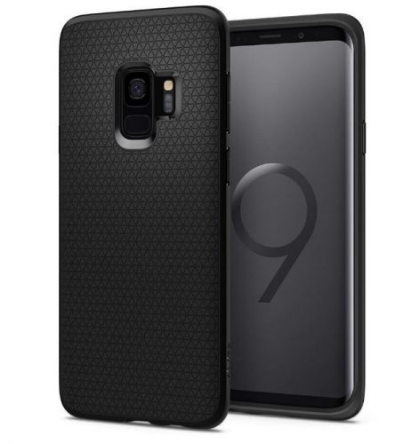 Samsung Galaxy S9 SM-G960, TPU szilikon tok, Spigen Liquid Air, háromszög minta, fekete