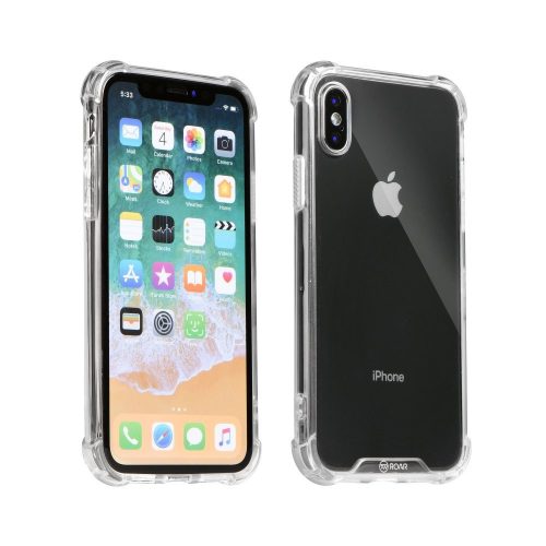 Apple iPhone XR, TPU szilikon védőkeret, akril hátlap, közepesen ütésálló, Armor Jelly Case, Roar, átlátszó