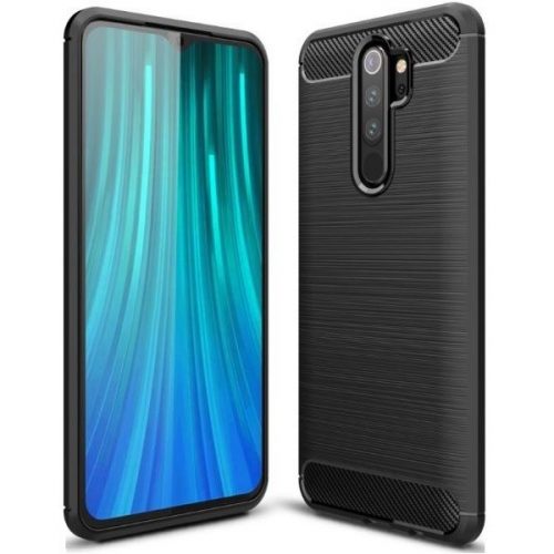 Samsung Galaxy A90 5G SM-A908B, Szilikon tok, közepesen ütésálló, szálcsiszolt, karbon minta, fekete