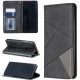 Samsung Galaxy A42 5G / M42 5G SM-A426B / M426B, Oldalra nyíló tok, stand, geometria minta, Wooze DesignBook, fekete