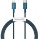 USB Type-C töltő- és adatkábel, Lightning, 100 cm, 20W, törésgátlóval, gyorstöltés, PD, Baseus Superior, CATLYS-A03, kék