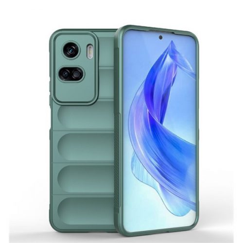 Huawei Honor 90 Lite, Szilikon tok, közepesen ütésálló, 3D minta, sötétzöld