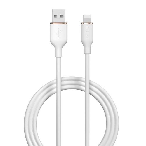 USB töltő- és adatkábel, Lightning, 120 cm, 2400 mA, Devia Jelly, EC630, fehér