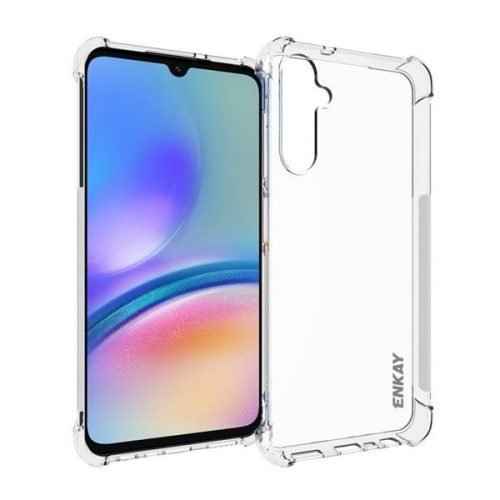 Samsung Galaxy A05s SM-A057F, Szilikon tok, közepesen ütésálló, légpárnás sarok, Enkay, átlátszó