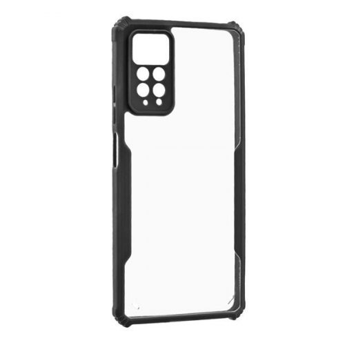 Xiaomi Redmi Note 11 Pro / Note 11 Pro 5G / Note 11E Pro / Note 12 Pro 4G, Szilikon tok, közepesen ütésálló, légpárnás sarok, akril hátlap, Anti-Drop Case, átlátszó/fekete