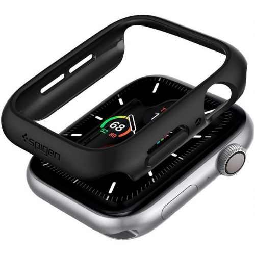 Apple Watch 4-6, SE (44mm), Műanyag védőkeret, szíj nélkül, Spigen Thin Fit, fekete