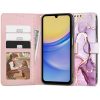 Samsung Galaxy A15 4G / A15 5G SM-A155F / A156B, Oldalra nyíló tok, stand, mágnes csattal, absztrakt márvány minta, TP Wallett Marble, lila/színes