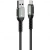 USB töltő- és adatkábel, Lightning, 120 cm, 2400 mA, 12W, törésgátlóval, gyorstöltés, cipőfűző minta, Forcell F-Energy C257, fekete