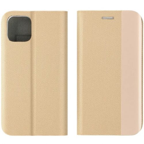 Samsung Galaxy A16 4G / A16 5G SM-A165F / A166B, Oldalra nyíló tok, stand, kártyatartóval, textil minta, Sensitive Book, arany